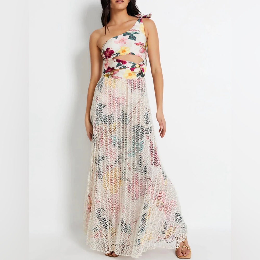 NWT PATBO Hibiscus One Shoulder Lace Dress XS